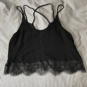 Forever 21 black lace trim tank - L